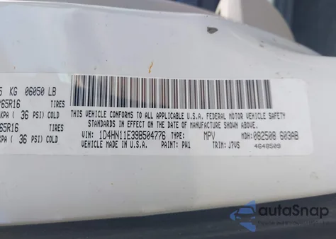 2009 Dodge Grand Caravan Cv из США, поврежденный, VIN 1D4HN11E39B504776